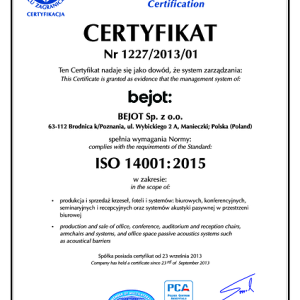 Certyfikat ISO 14001